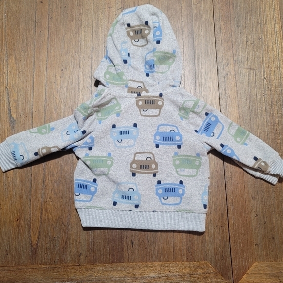 Carter’s Baby 3 Piece Hoodie Set with Car Print Size 6 Months NWT - Picture 3 of 13